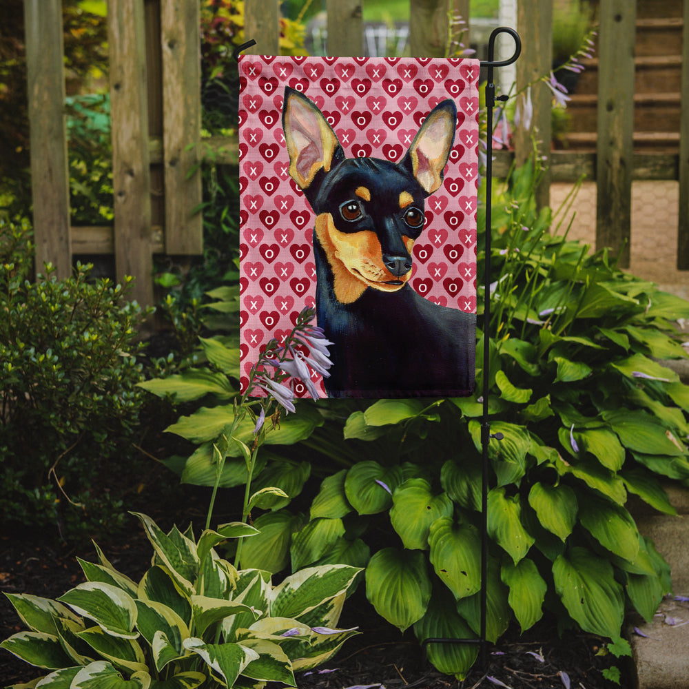 Min Pin Hearts Love and Valentine's Day Portrait Flag Garden Size.