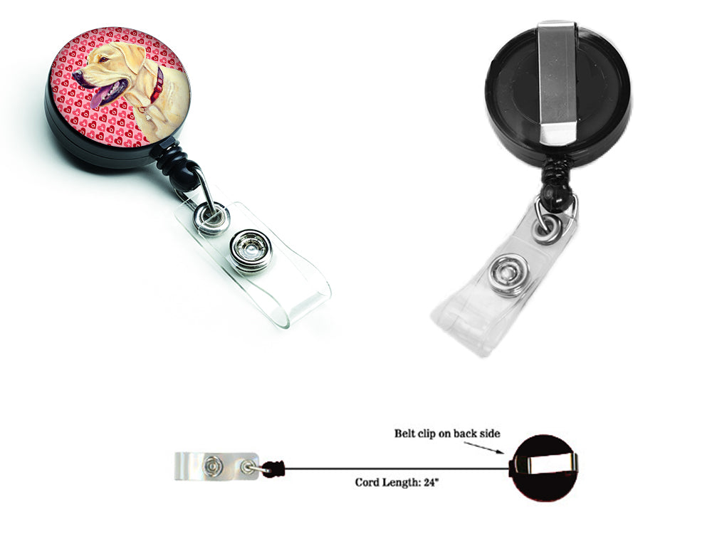 Labrador Love and Hearts Retractable Badge Reel or ID Holder with Clip.