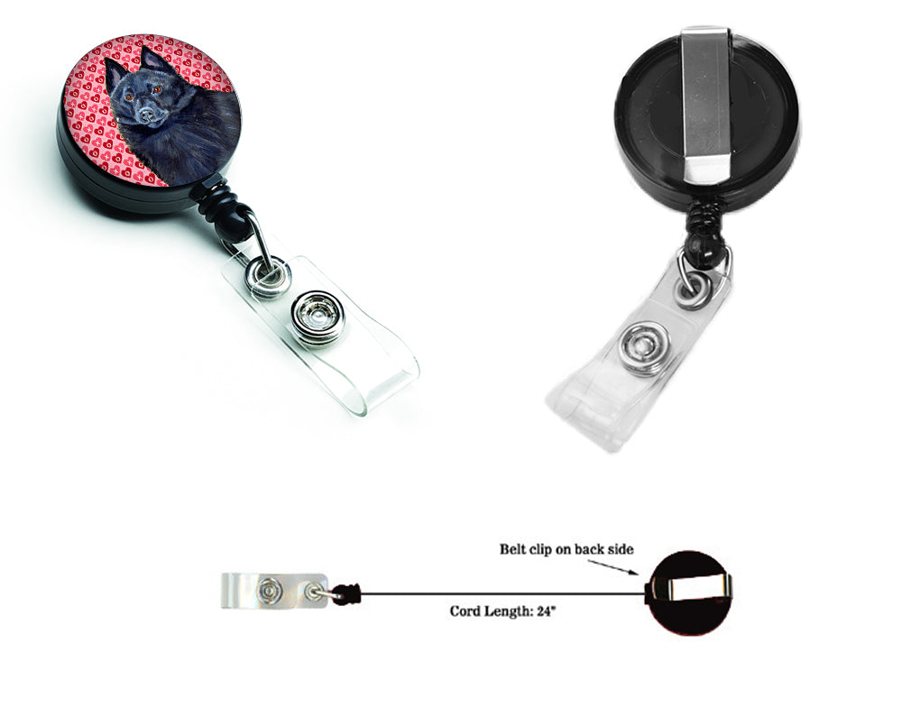 Schipperke  Love and Hearts Retractable Badge Reel or ID Holder with Clip.