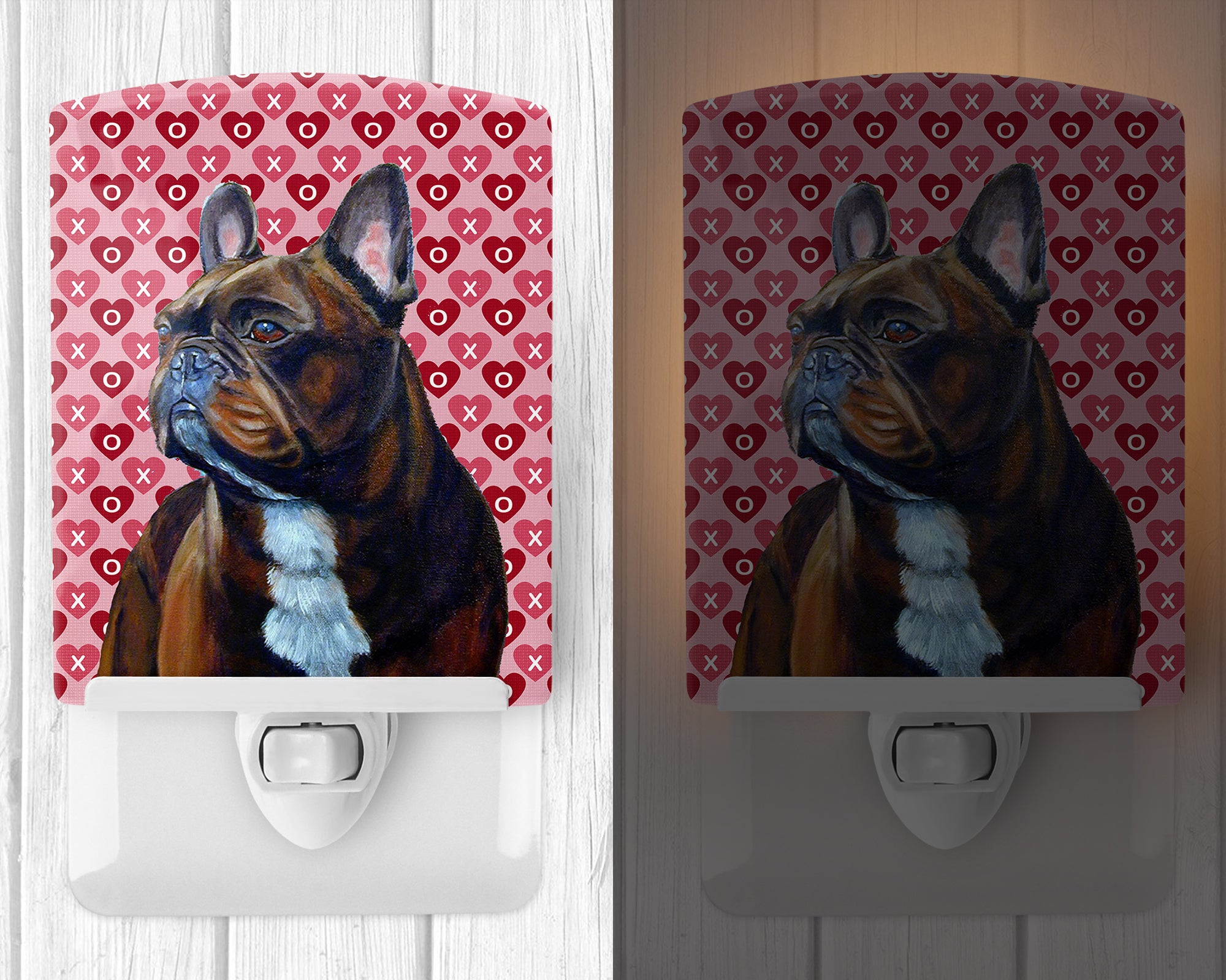 French Bulldog Hearts Love and Valentine's Day Portrait Ceramic Night Light LH9160CNL - the-store.com