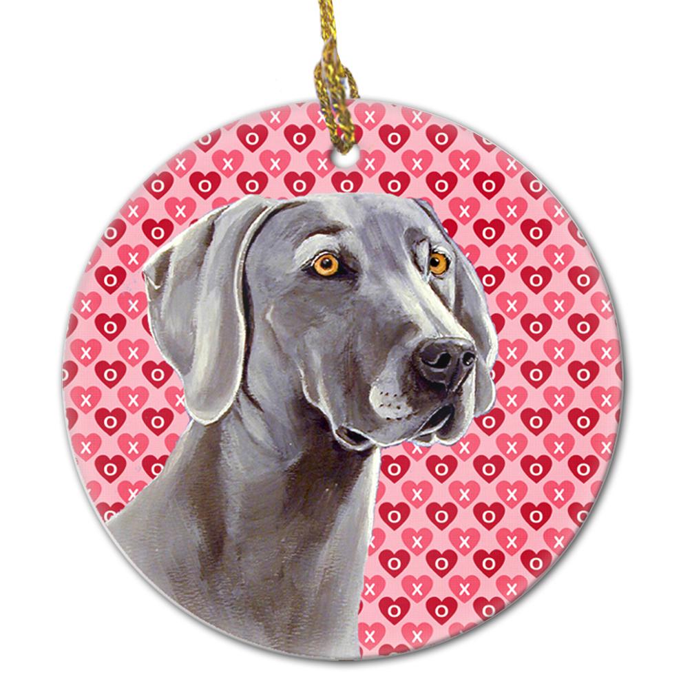 Weimaraner Valentine's Love and Hearts Ceramic Ornament by Caroline's Treasures