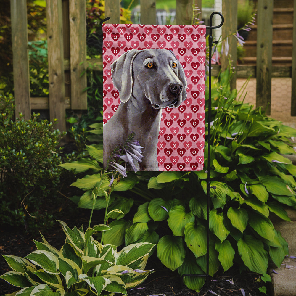 Weimaraner Hearts Love and Valentine's Day Portrait Flag Garden Size.