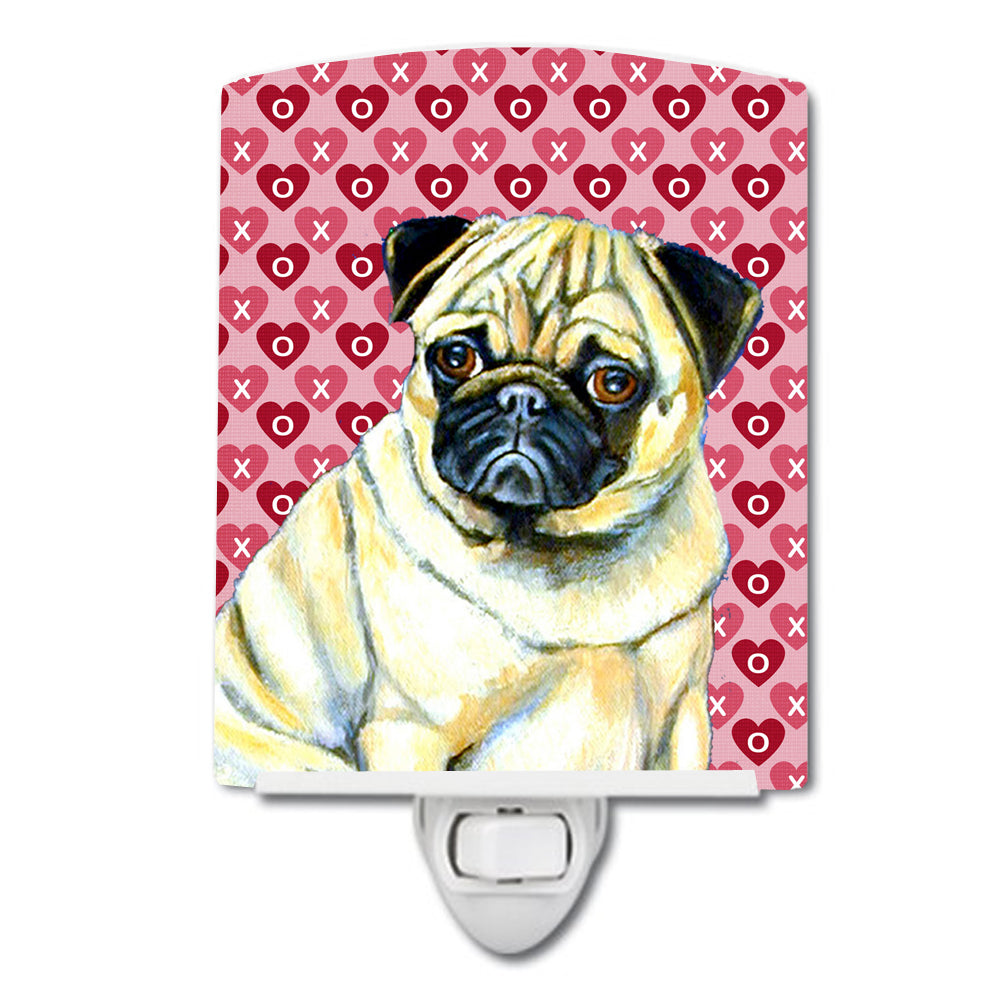 Pug Hearts Love and Valentine's Day Portrait Ceramic Night Light LH9162CNL - the-store.com