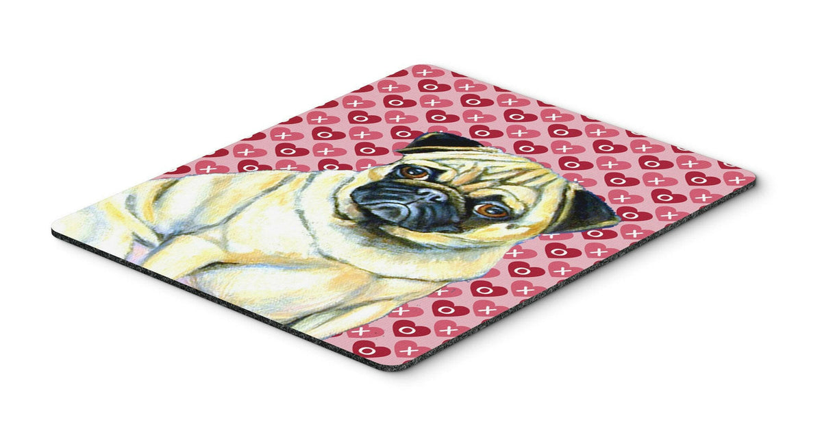 Pug Hearts Love and Valentine&#39;s Day Portrait Mouse Pad, Hot Pad or Trivet by Caroline&#39;s Treasures