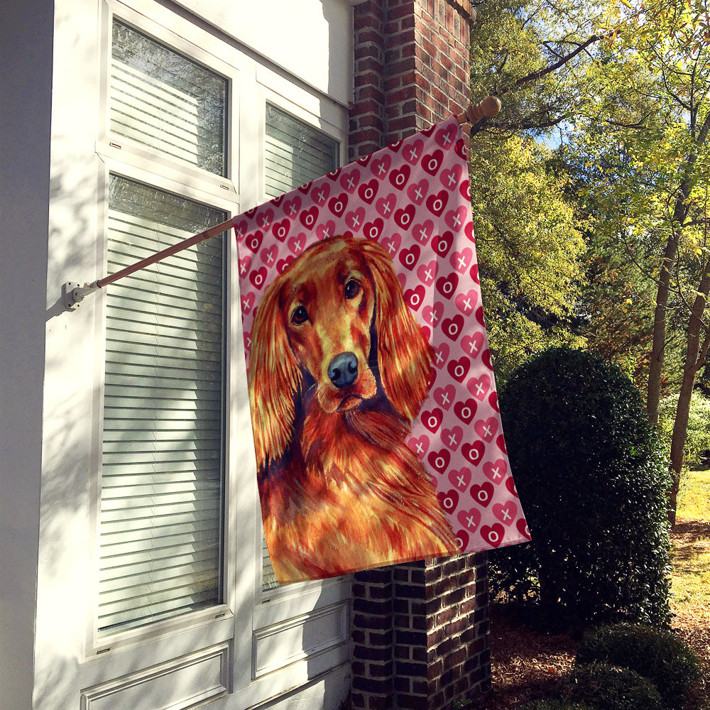 Irish Setter Hearts Love and Valentine's Day Portrait Flag Canvas House Size  the-store.com.