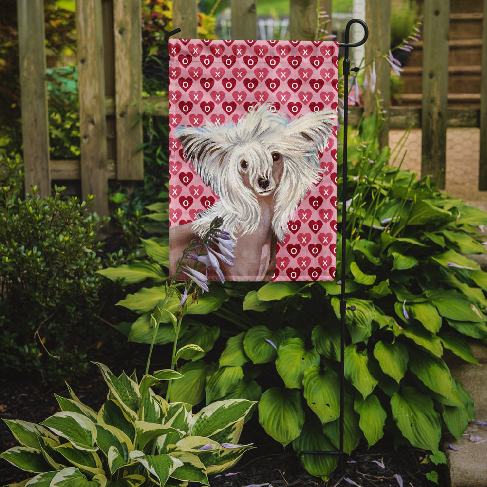 Chinese Crested Hearts Love and Valentine's Day Portrait Flag Garden Size.