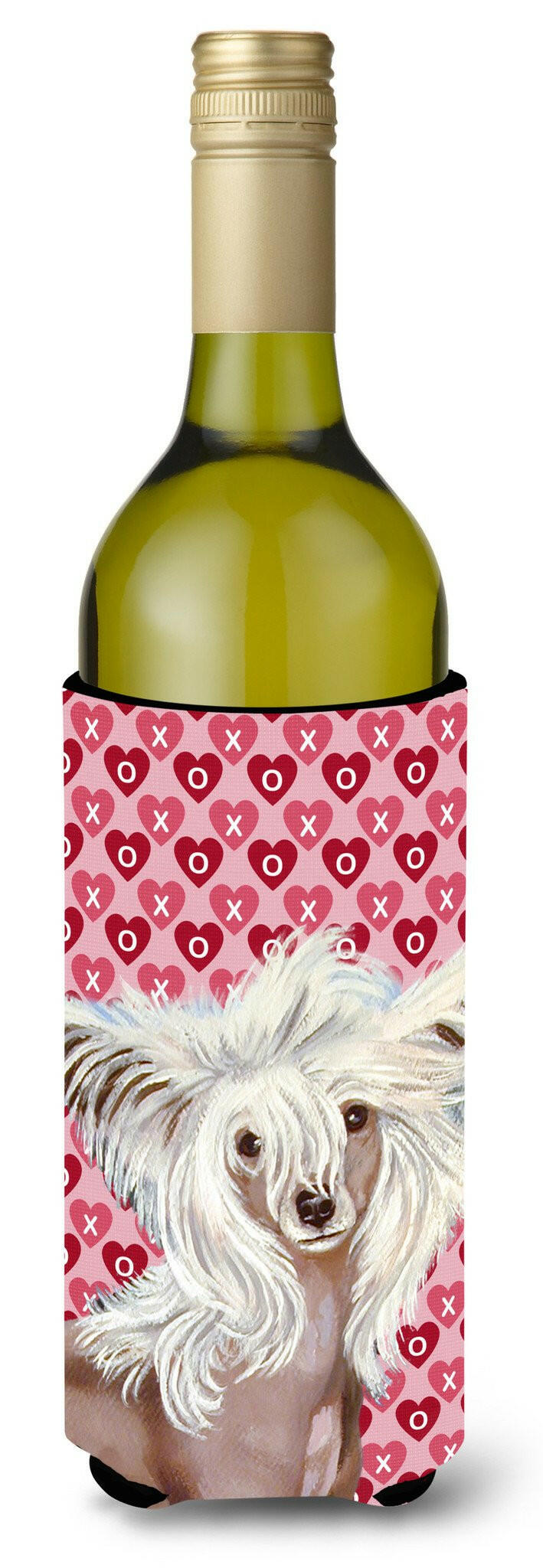 Chinese Crested Hearts Love  Valentine's Day Portrait Wine Bottle Beverage Insulator Beverage Insulator Hugger by Caroline's Treasures