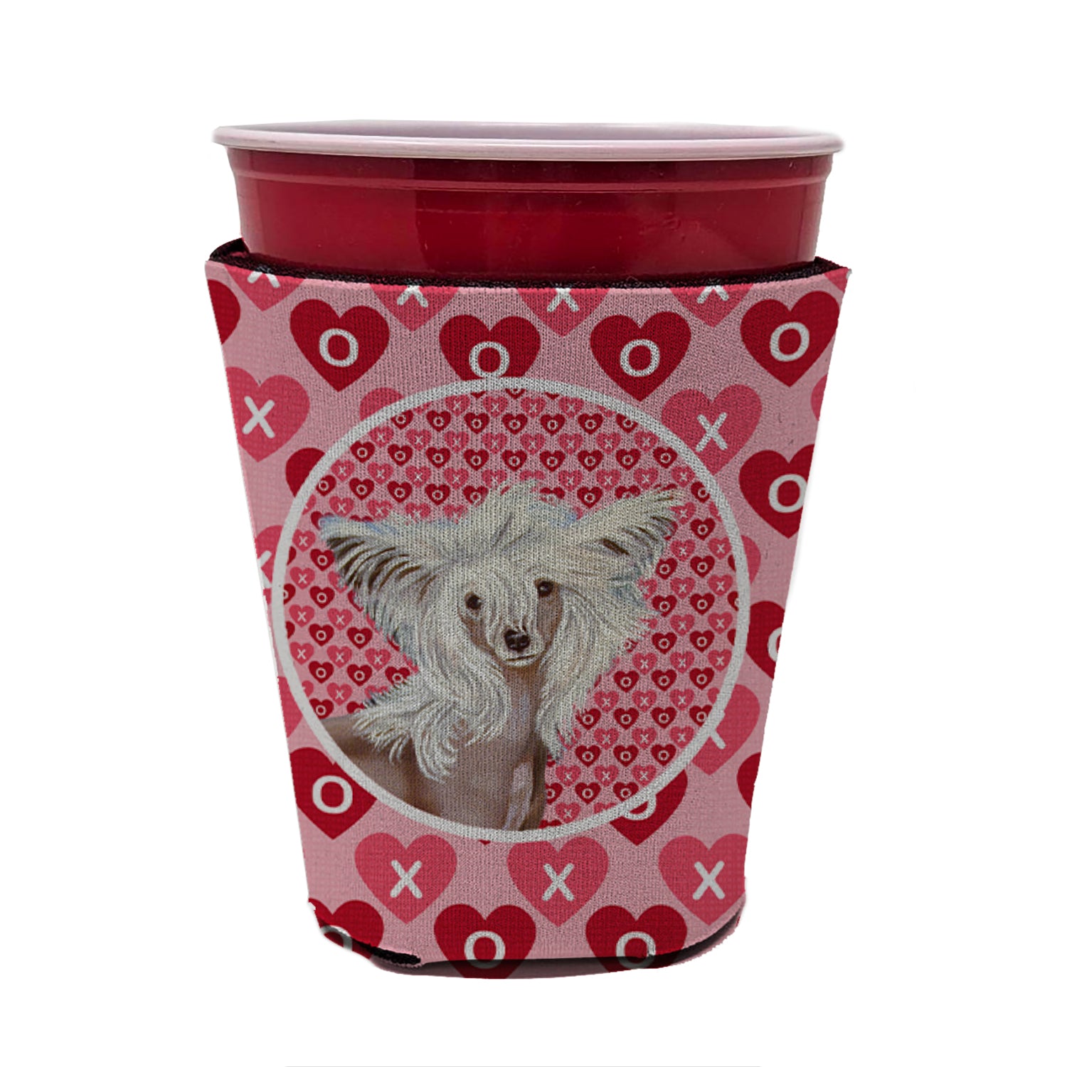 Chinese Crested Valentine's Love and Hearts Red Cup Beverage Insulator Hugger  the-store.com.