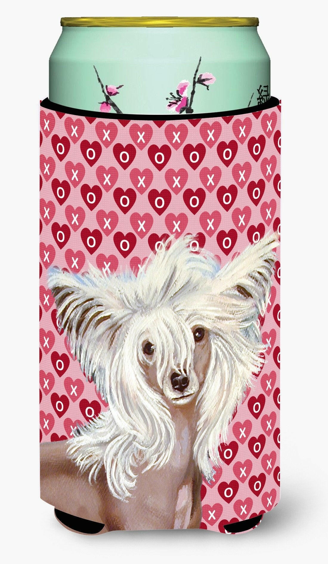 Chinese Crested Hearts Love  Valentine&#39;s Day Portrait  Tall Boy Beverage Insulator Beverage Insulator Hugger by Caroline&#39;s Treasures