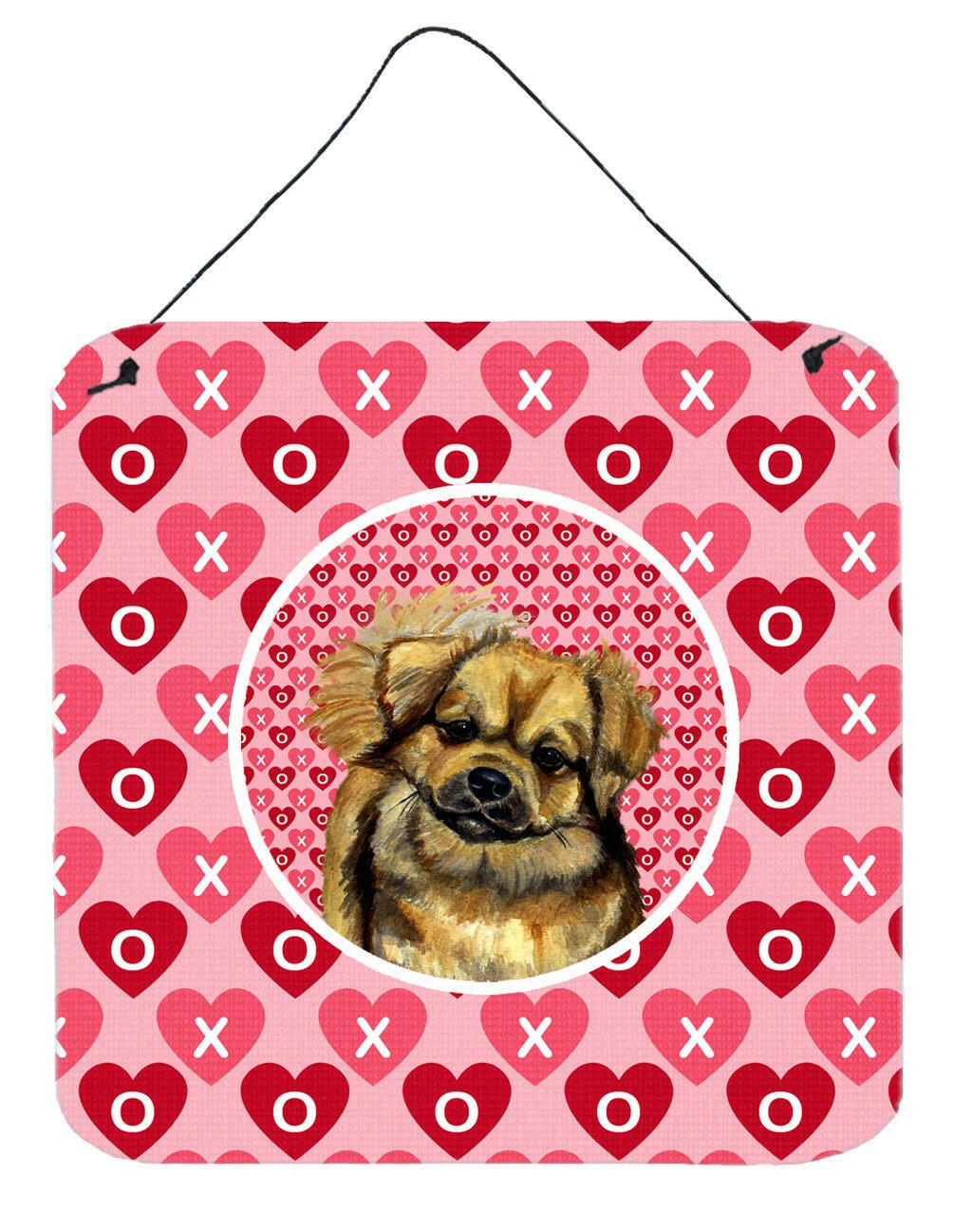 Tibetan Spaniel Valentine's Love and Hearts Wall or Door Hanging Prints by Caroline's Treasures