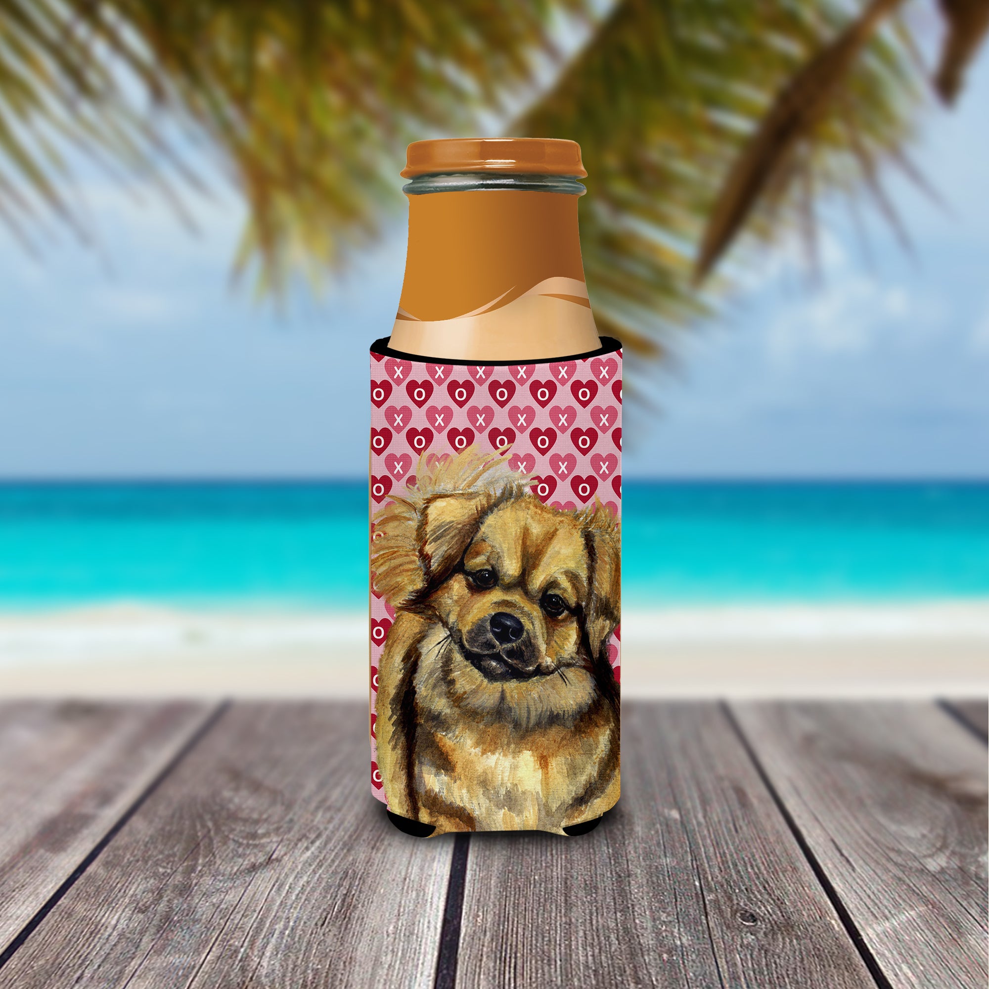 Tibetan Spaniel Hearts Love Valentine's Day Ultra Beverage Insulators for slim cans LH9169MUK.