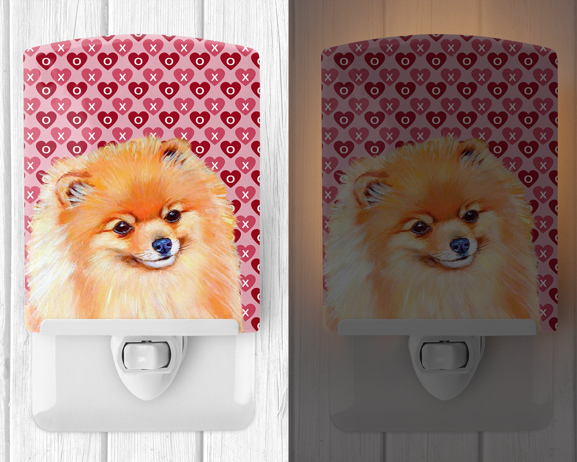 Pomeranian Hearts Love and Valentine's Day Portrait Ceramic Night Light LH9170CNL - the-store.com