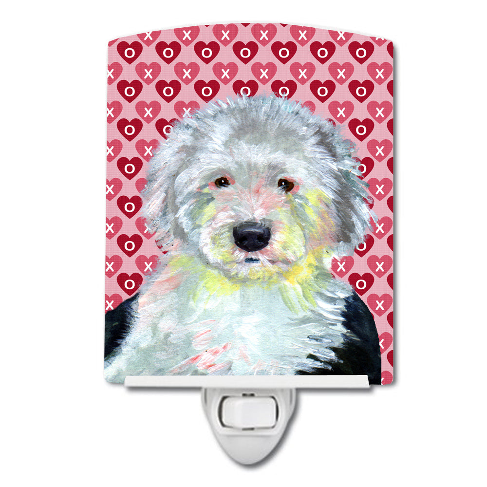 Old English Sheepdog Hearts Love and Valentine's Day Portrait Ceramic Night Light LH9171CNL - the-store.com