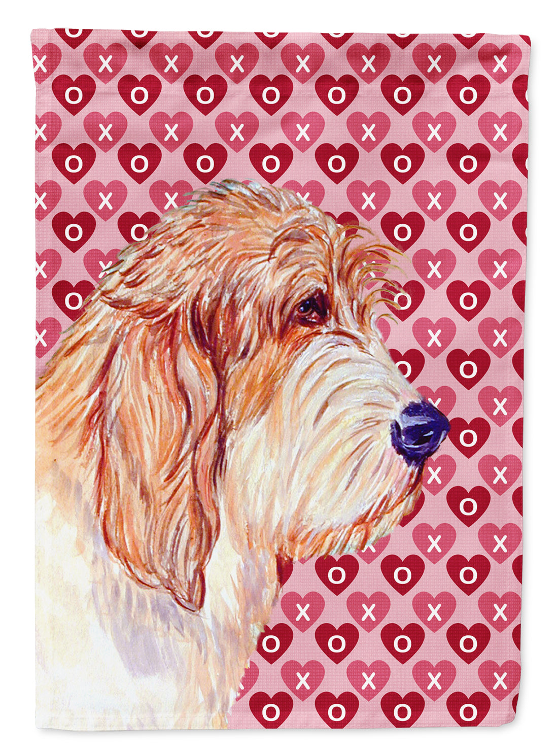 Petit Basset Griffon Vendeen Hearts Love and Valentine's Day  Flag House Size  the-store.com.