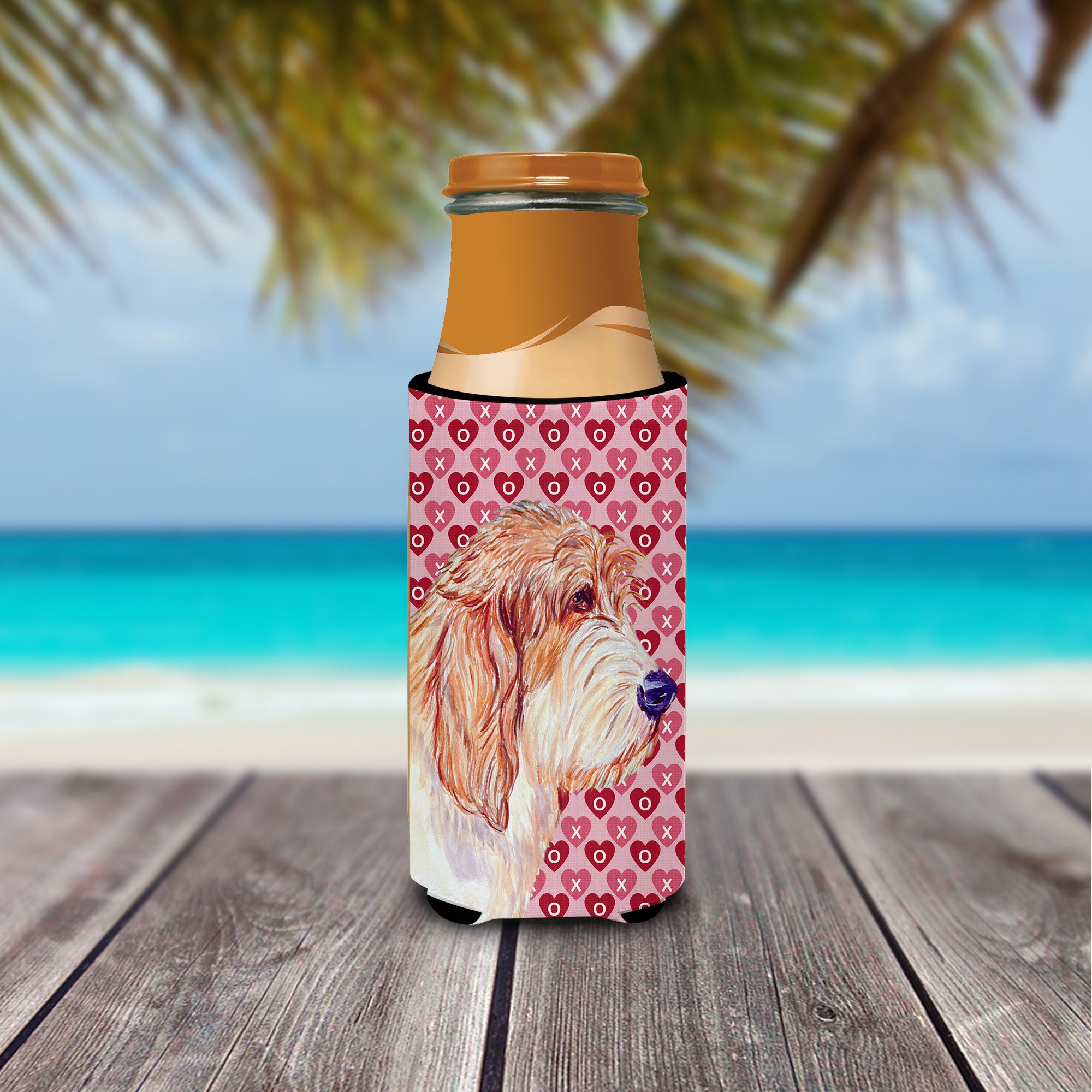 Petit Basset Griffon Vendeen Hearts Love Valentine's Day Ultra Beverage Insulators for slim cans LH9172MUK.