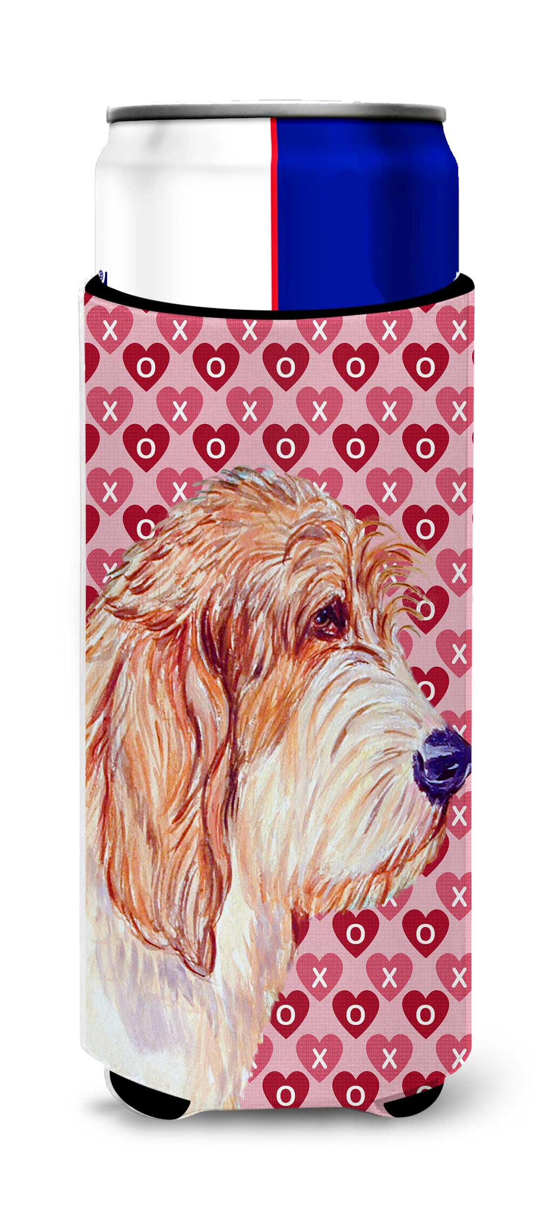 Petit Basset Griffon Vendeen Hearts Love Valentine's Day Ultra Beverage Insulators for slim cans LH9172MUK.