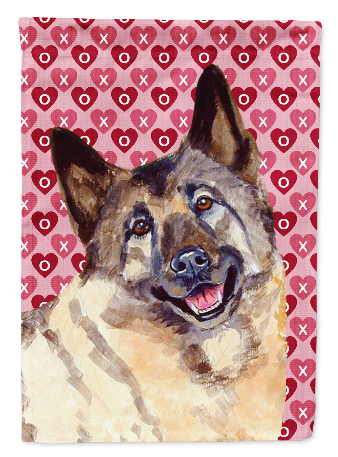 Norwegian Elkhound Hearts Love and Valentine's Day  Flag Canvas House Size  the-store.com.