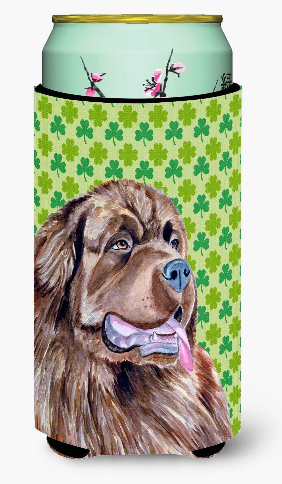 Newfoundland St. Patrick's Day Shamrock Portrait  Tall Boy Beverage Insulator Beverage Insulator Hugger by Caroline's Treasures