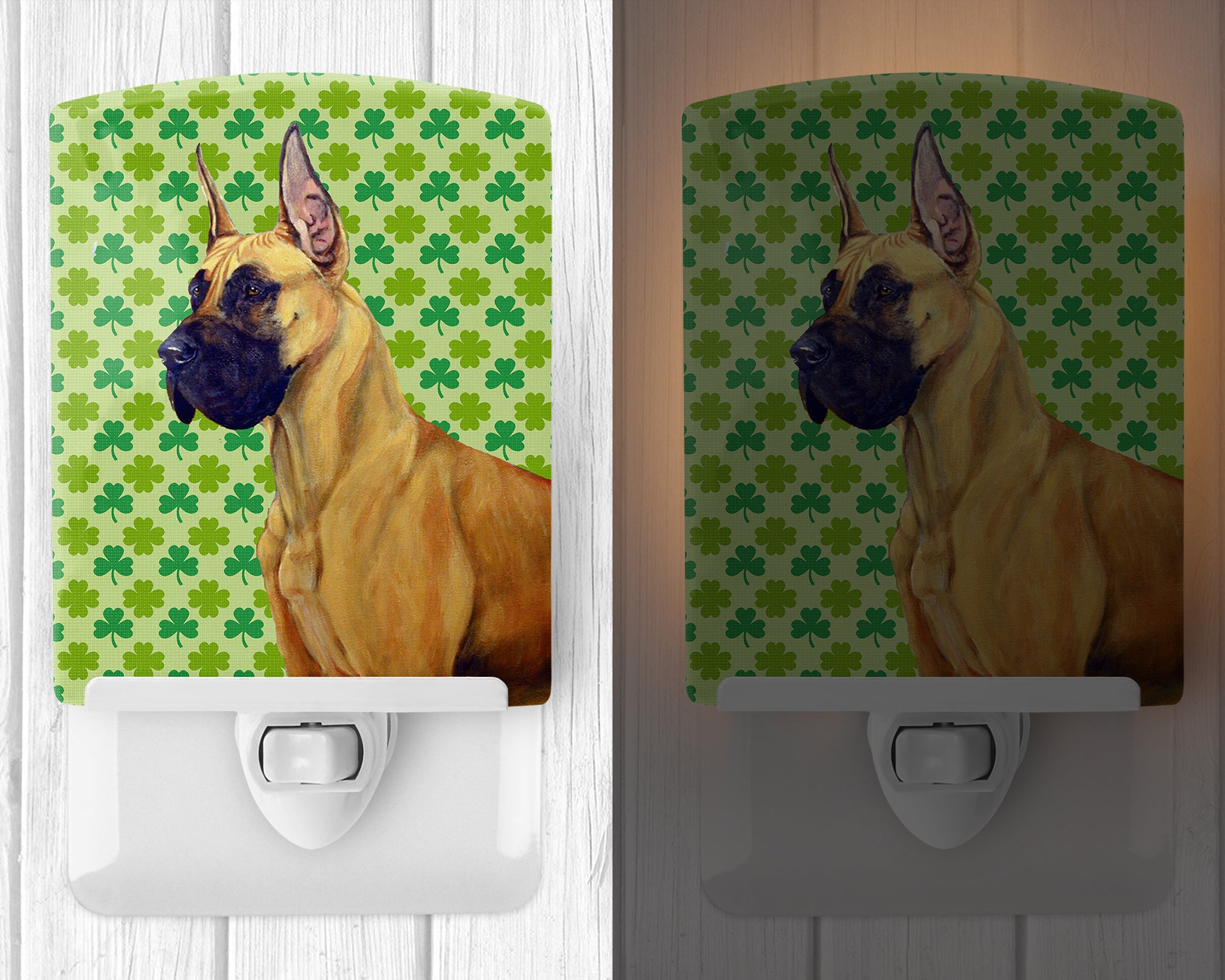 Great Dane St. Patrick's Day Shamrock Portrait Ceramic Night Light LH9175CNL - the-store.com