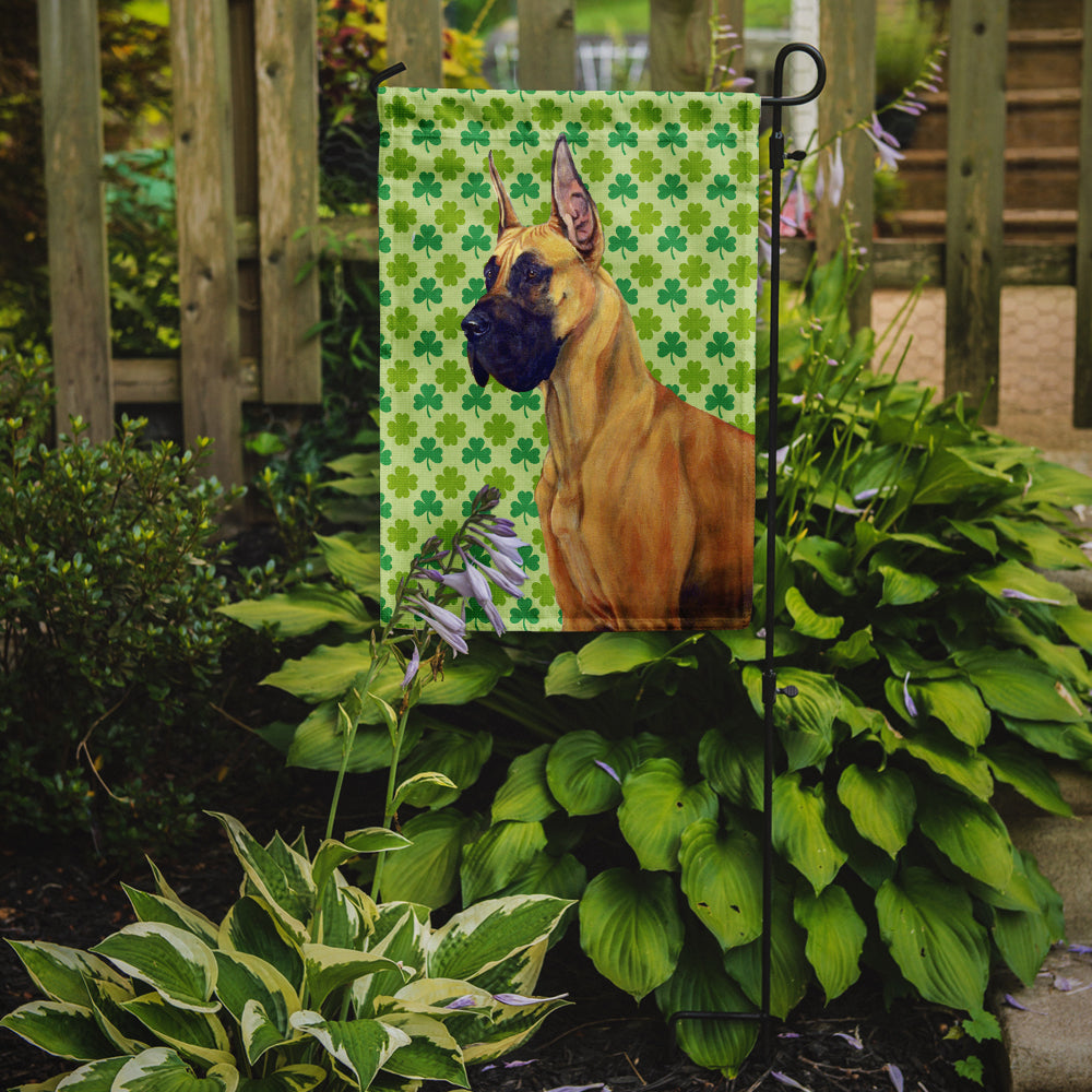 Great Dane St. Patrick's Day Shamrock Portrait Flag Garden Size.