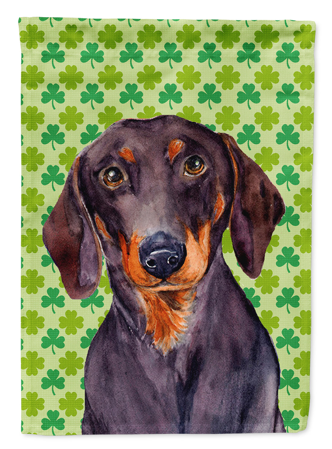 Dachshund St. Patrick's Day Shamrock Portrait Flag Canvas House Size  the-store.com.