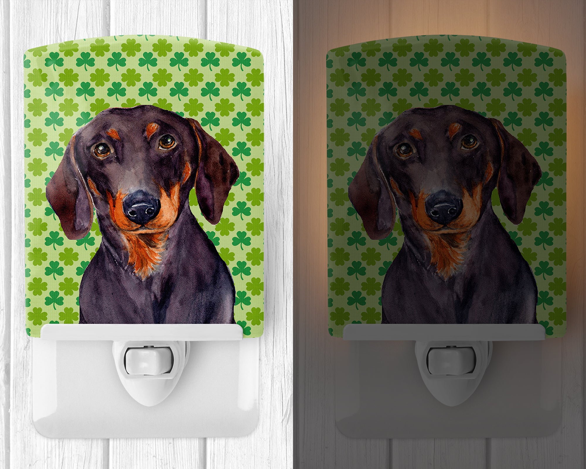 Dachshund St. Patrick's Day Shamrock Portrait Ceramic Night Light LH9178CNL - the-store.com