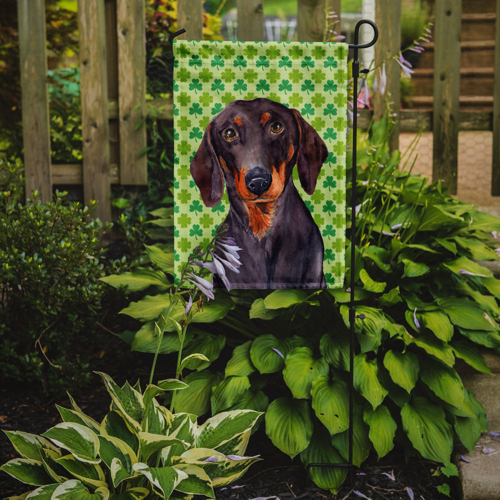 Dachshund St. Patrick's Day Shamrock Portrait Flag Garden Size.