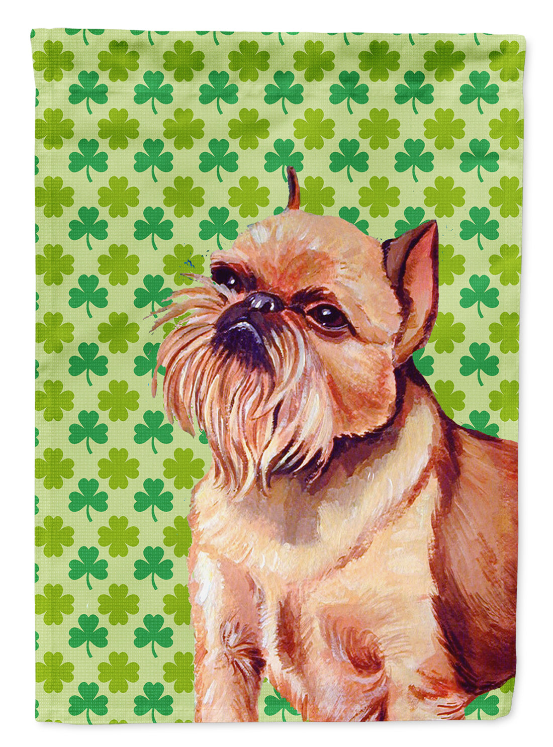 Brussels Griffon St. Patrick's Day Shamrock Portrait Flag Canvas House Size  the-store.com.