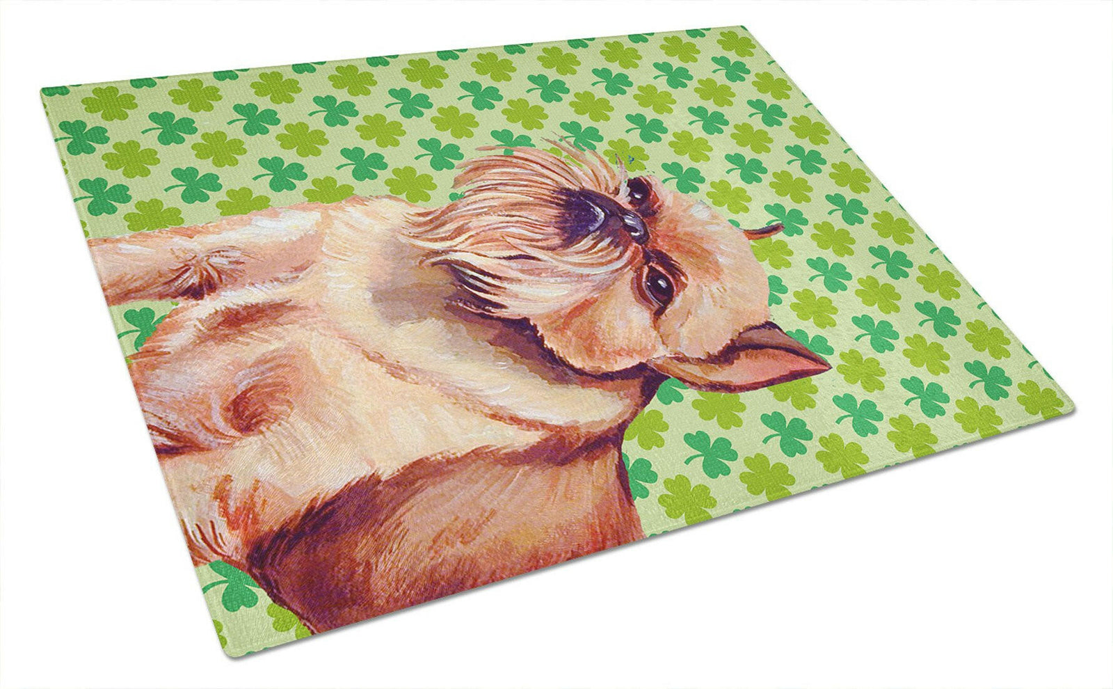 Brussels Griffon St. Patrick's Day Shamrock Portrait Glass Cutting Board Large by Caroline's Treasures