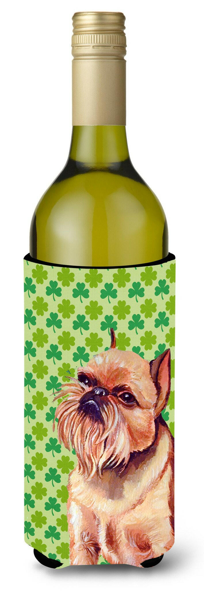 Brussels Griffon St. Patrick's Day Shamrock Portrait Wine Bottle Beverage Insulator Beverage Insulator Hugger by Caroline's Treasures