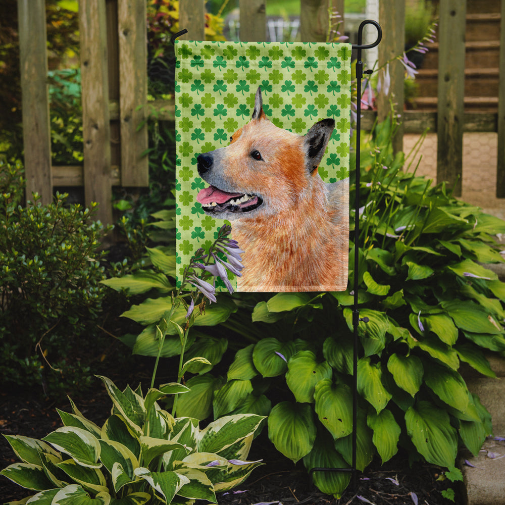 Australian Cattle Dog St. Patrick's Day Shamrock Flag Garden Size.