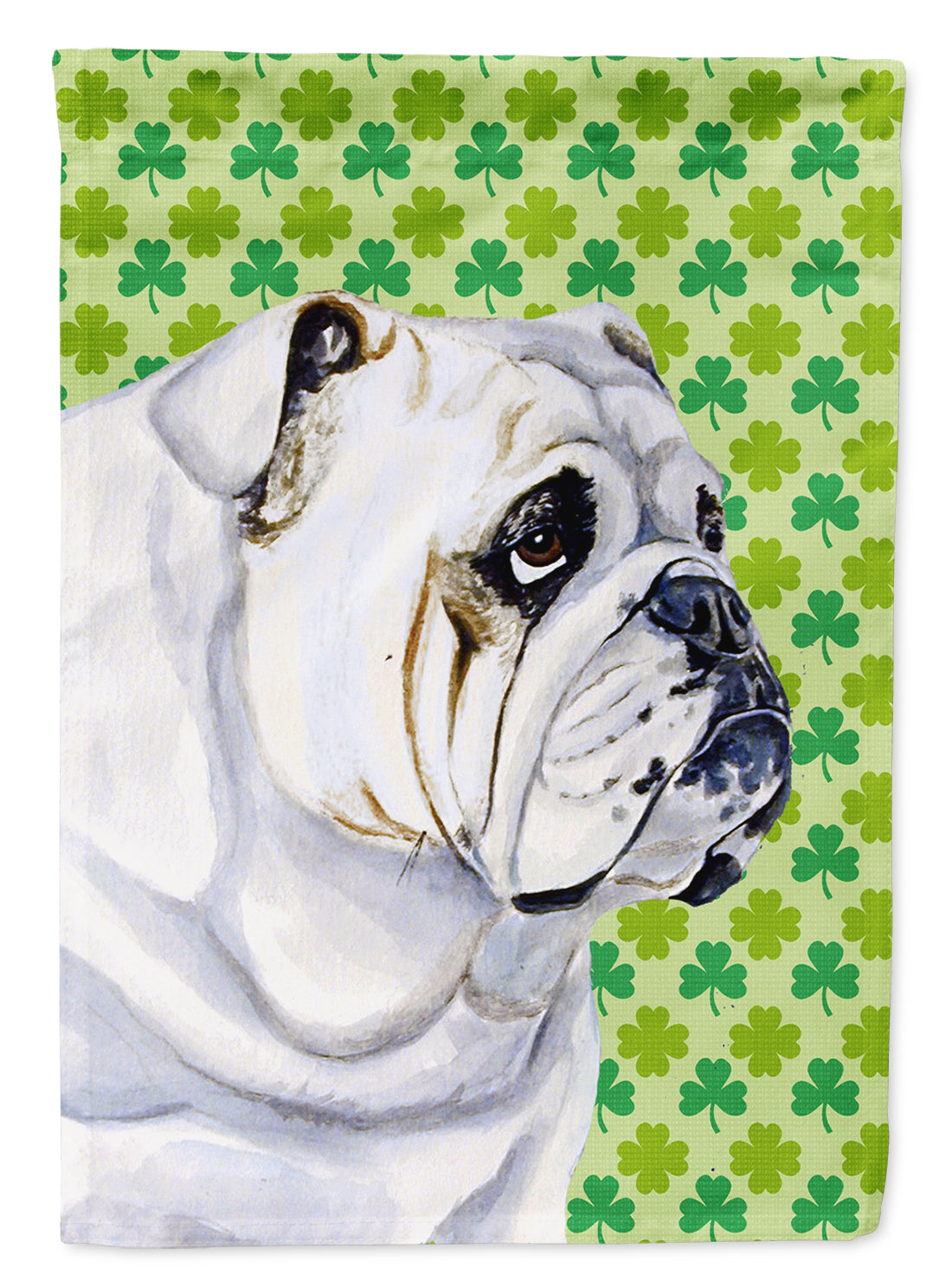 Bulldog English St. Patrick's Day Shamrock Flag Canvas House Size  the-store.com.