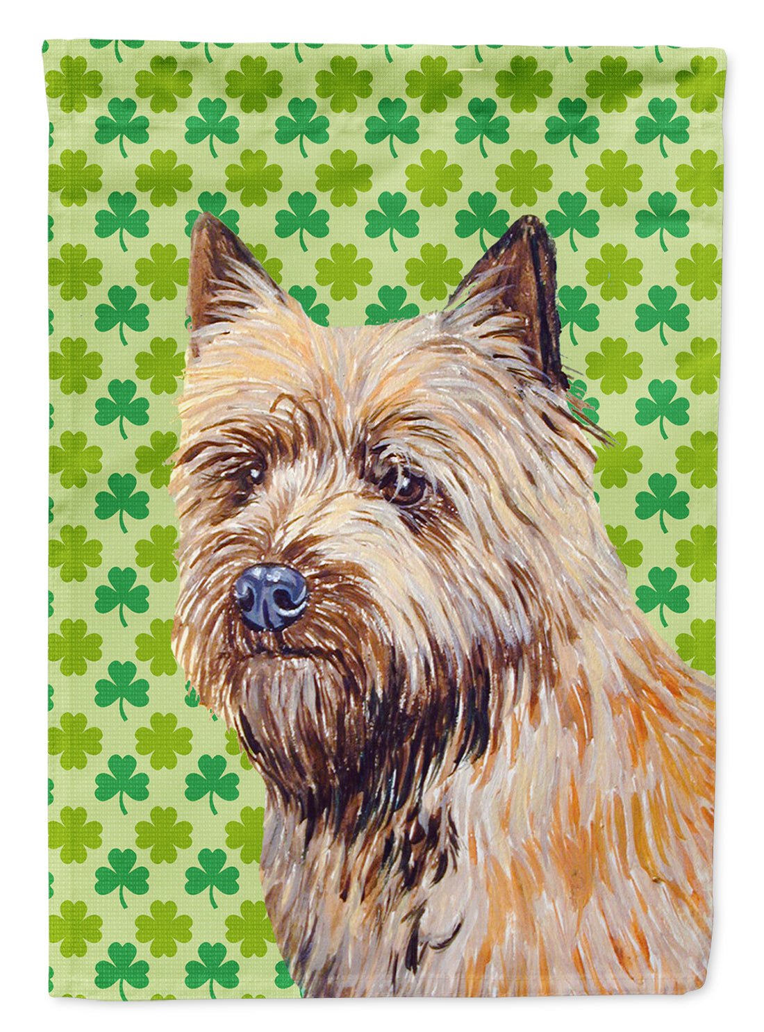 Cairn Terrier St. Patrick's Day Shamrock Portrait Flag Garden Size.