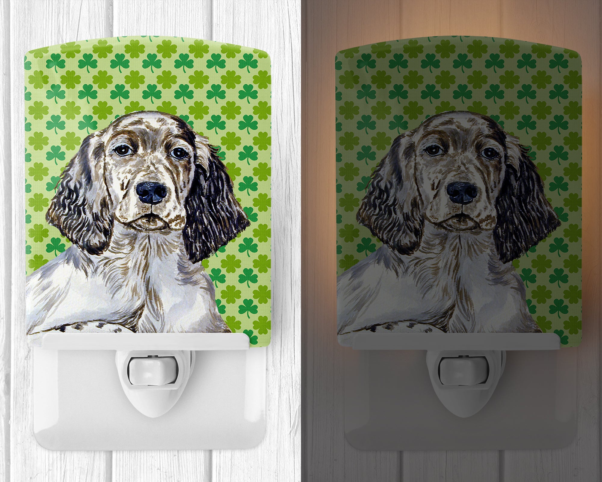 English Setter St. Patrick's Day Shamrock Portrait Ceramic Night Light LH9187CNL - the-store.com