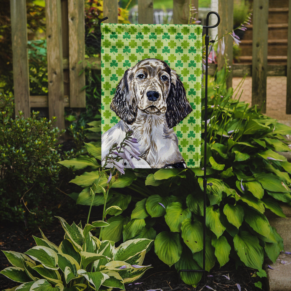 English Setter St. Patrick's Day Shamrock Portrait Flag Garden Size.