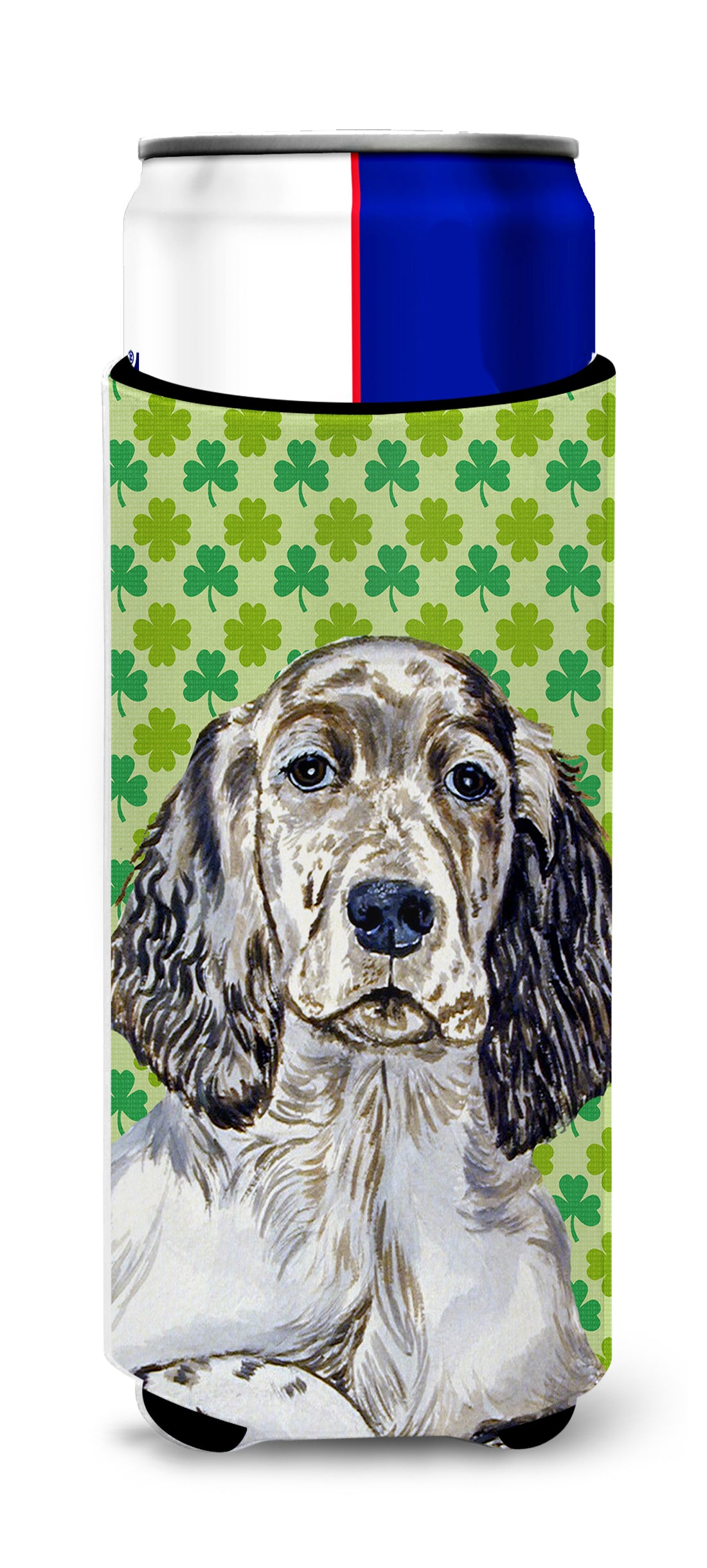 English Setter St. Patrick's Day Shamrock Portrait Ultra Beverage Insulators for slim cans LH9187MUK.