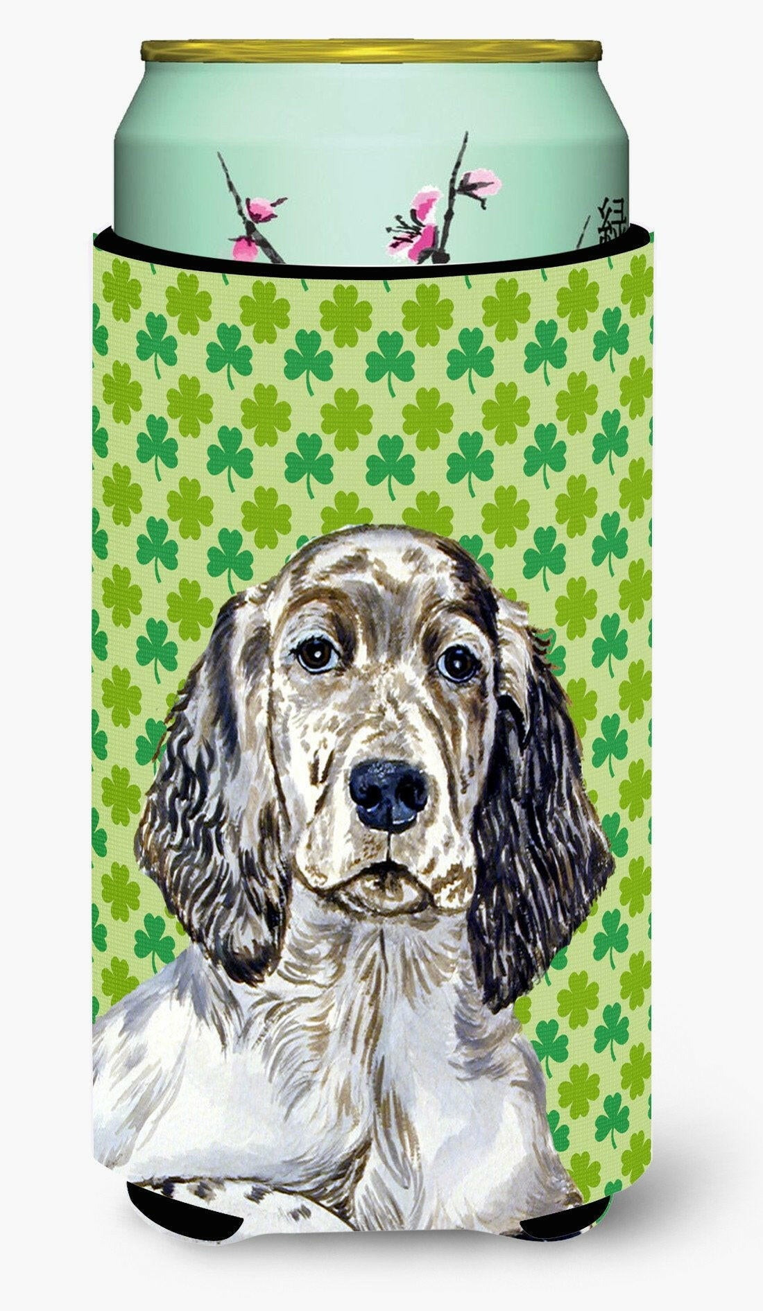 English Setter St. Patrick&#39;s Day Shamrock Portrait  Tall Boy Beverage Insulator Beverage Insulator Hugger by Caroline&#39;s Treasures