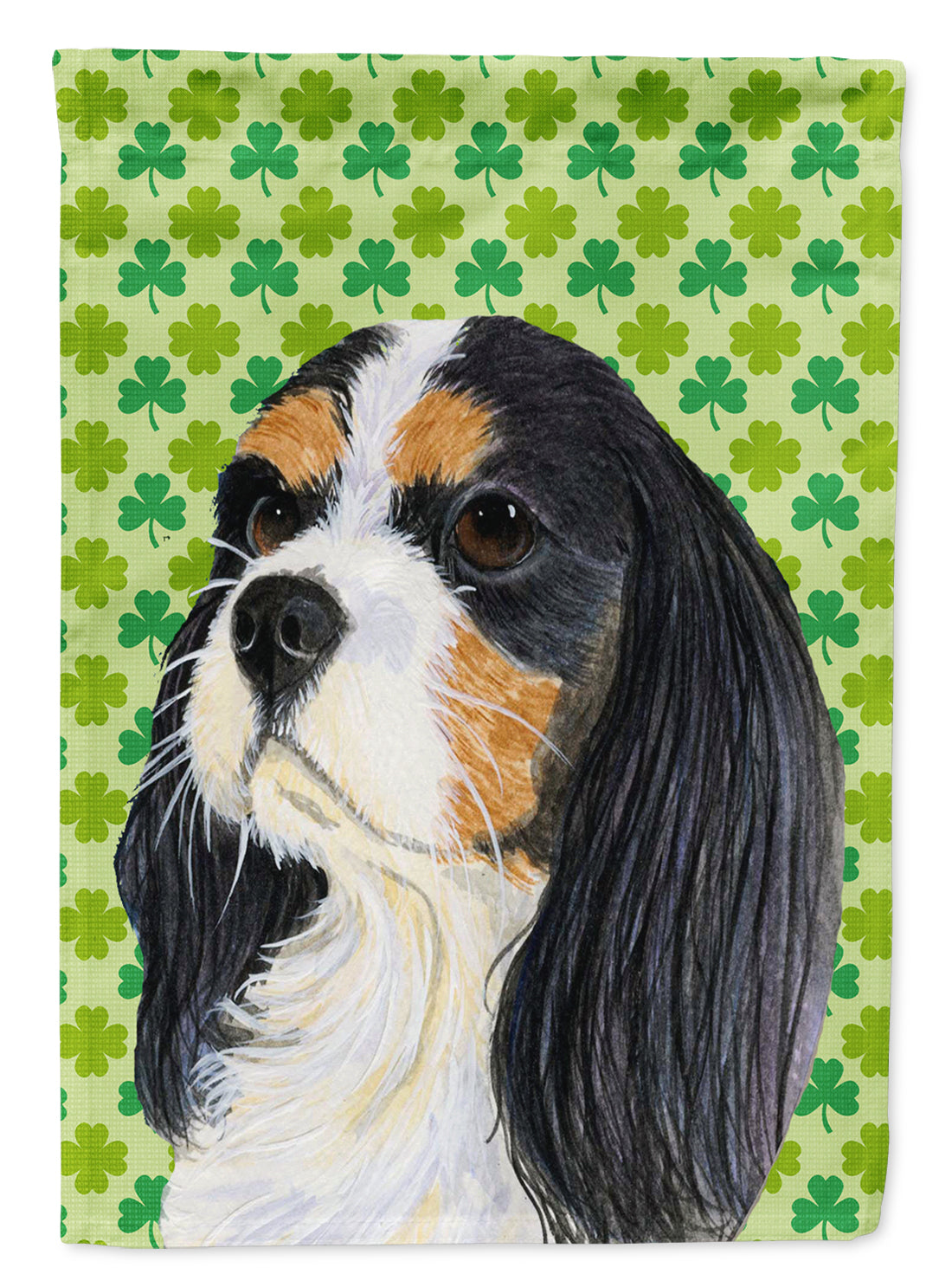 Cavalier Spaniel St. Patrick&#39;s Day Shamrock Portrait Flag Canvas House Size  the-store.com.