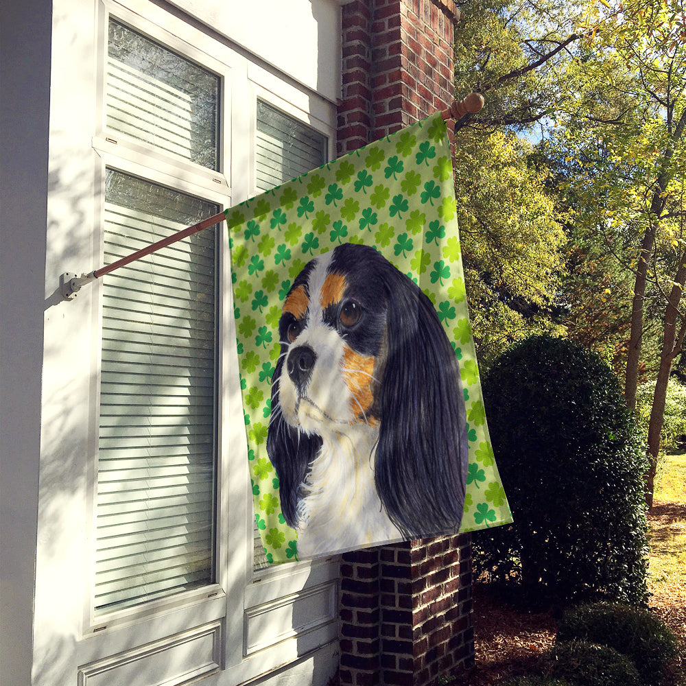 Cavalier Spaniel St. Patrick's Day Shamrock Portrait Flag Canvas House Size  the-store.com.