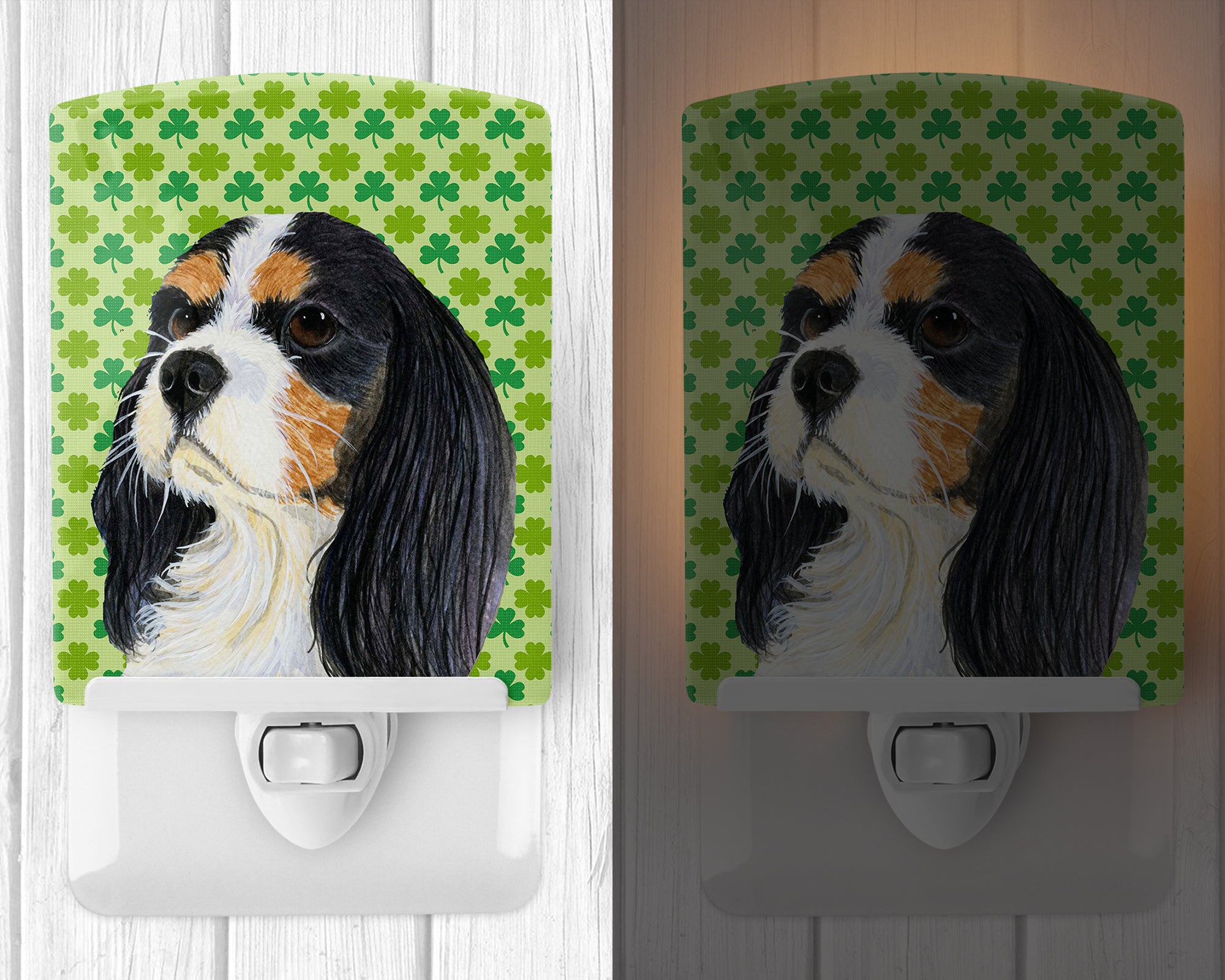 Cavalier Spaniel St. Patrick's Day Shamrock Portrait Ceramic Night Light LH9189CNL - the-store.com