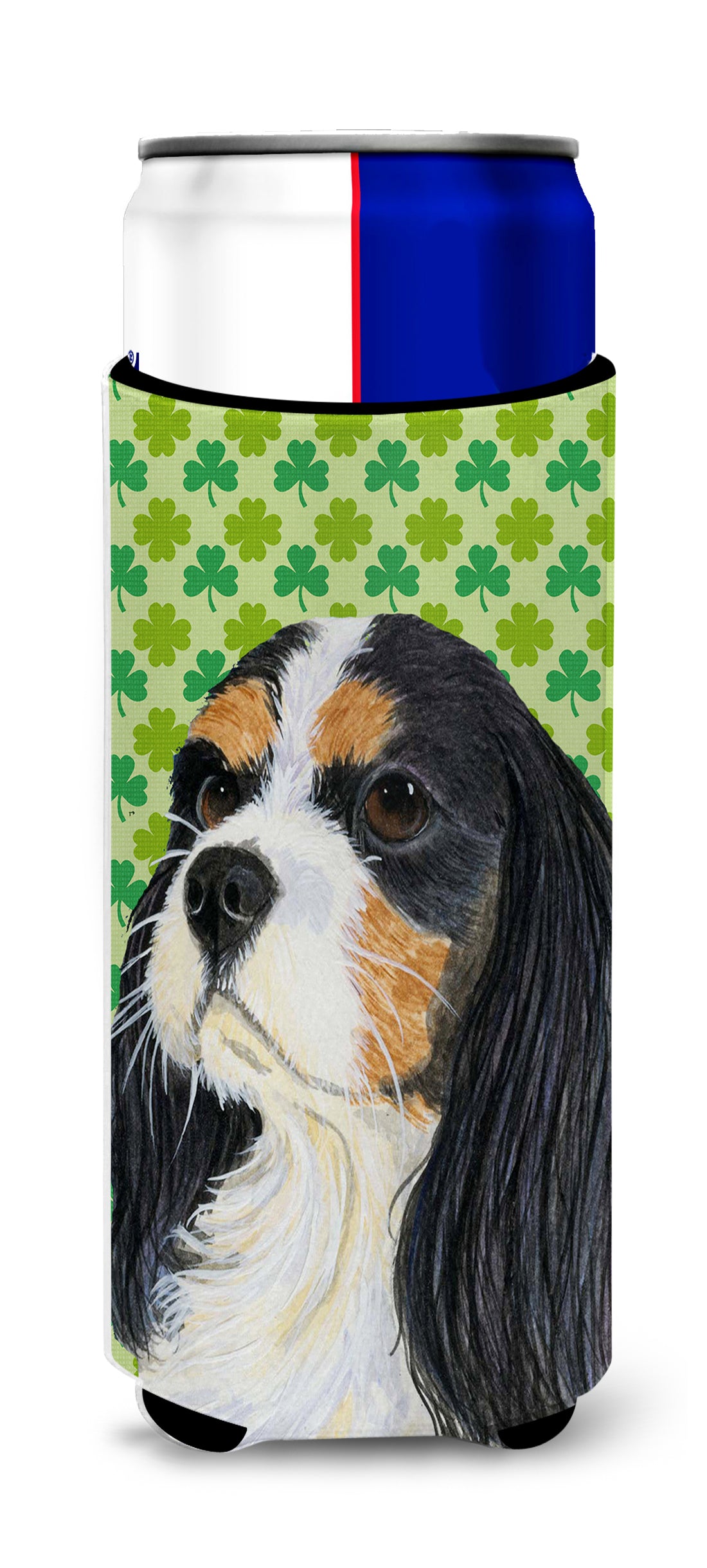 Cavalier Spaniel St. Patrick's Day Shamrock Portrait Ultra Beverage Insulators for slim cans LH9189MUK.