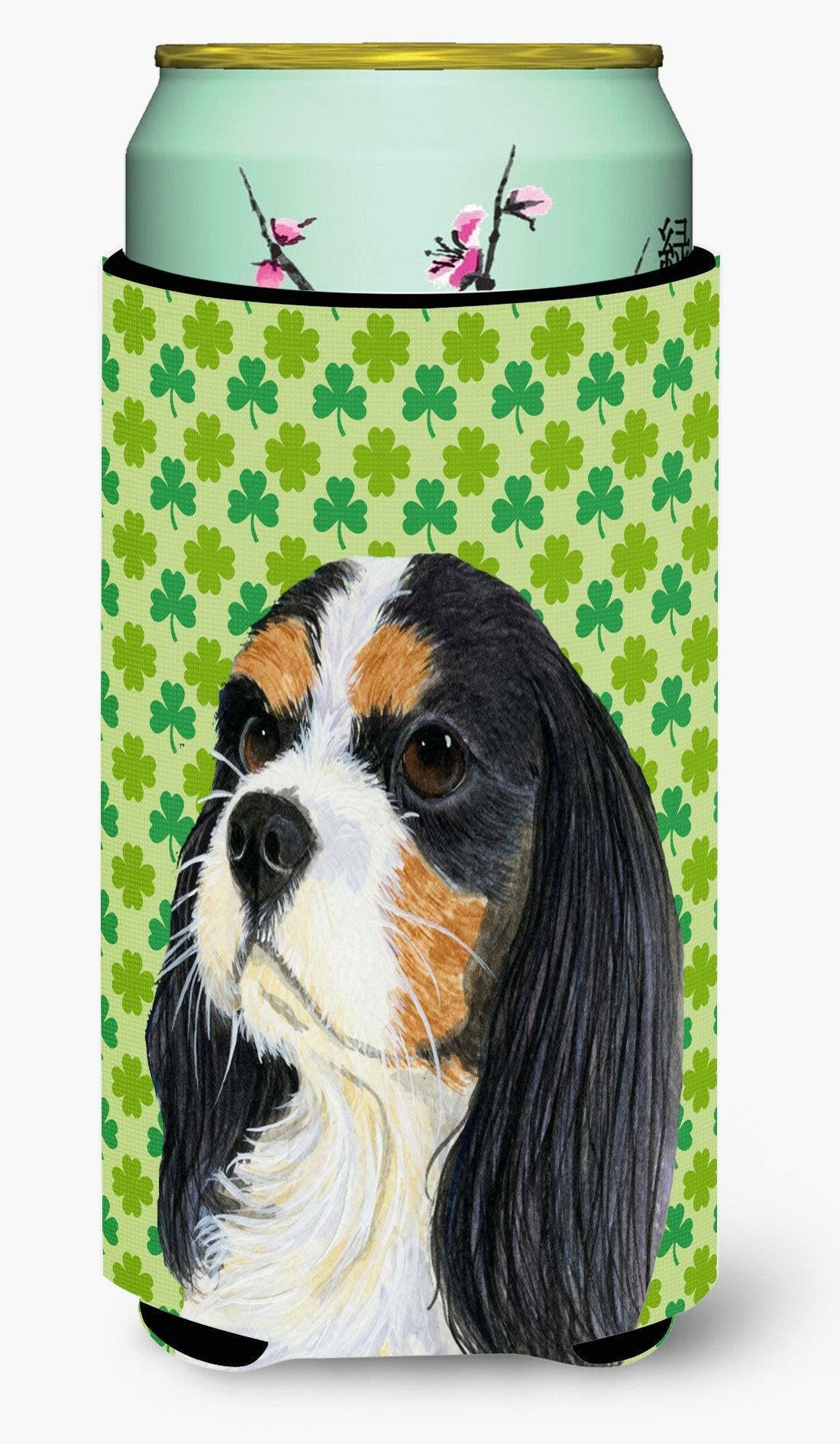 Cavalier Spaniel St. Patrick's Day Shamrock Portrait  Tall Boy Beverage Insulator Beverage Insulator Hugger by Caroline's Treasures