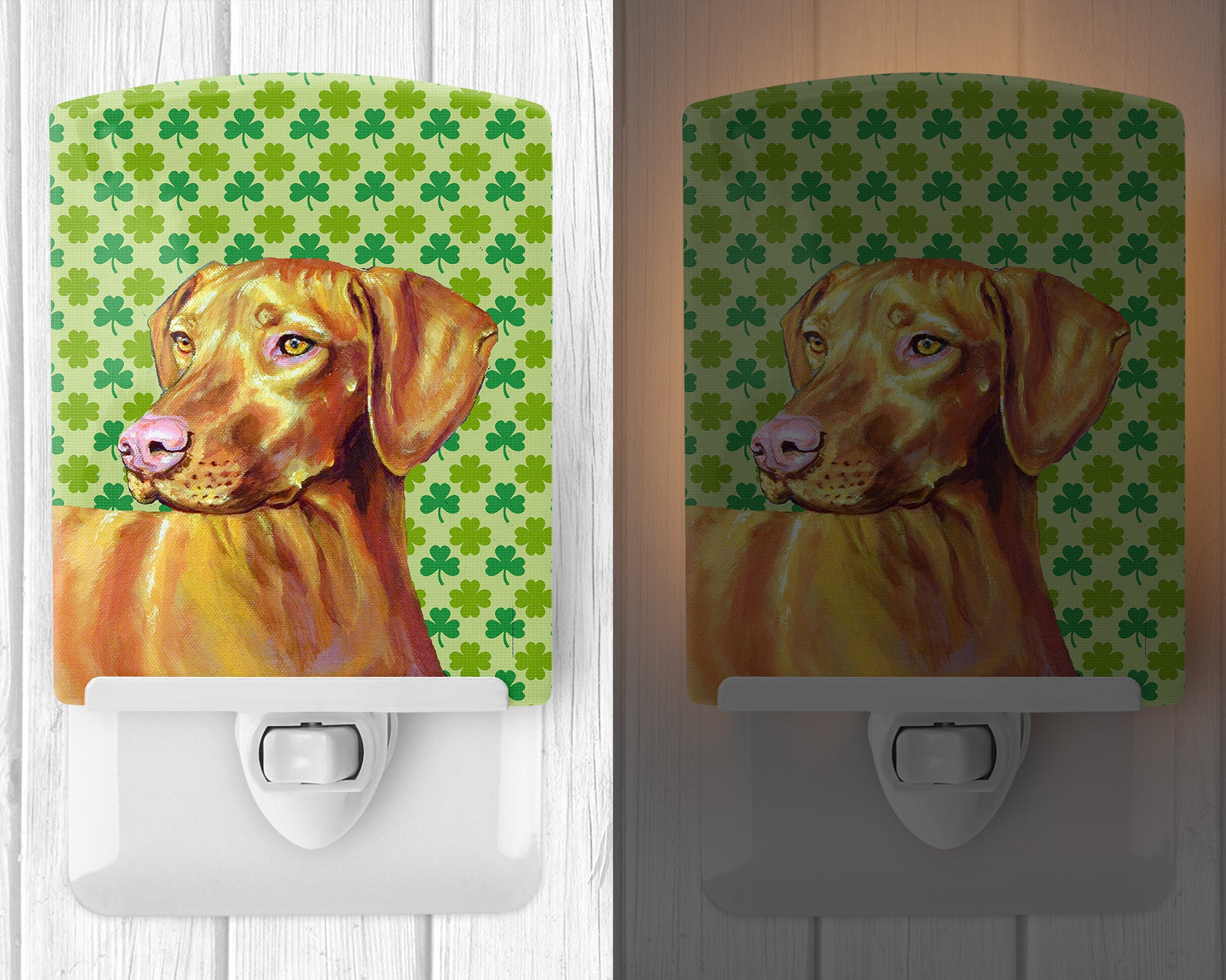 Vizsla St. Patrick's Day Shamrock Portrait Ceramic Night Light LH9190CNL - the-store.com