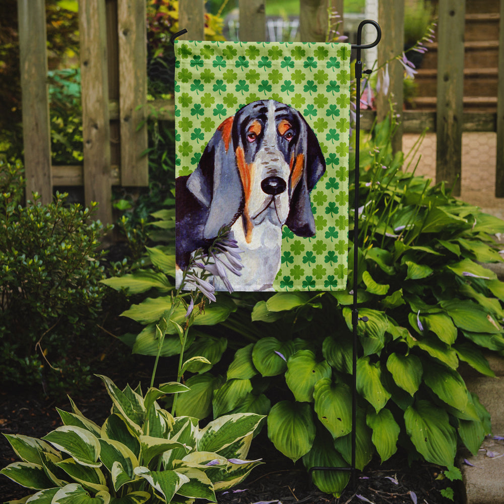 Basset Hound St. Patrick's Day Shamrock Portrait Flag Garden Size.