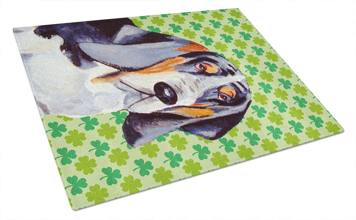 Basset Hound St. Patrick&#39;s Day Shamrock Portrait Glass Cutting Board Large by Caroline&#39;s Treasures