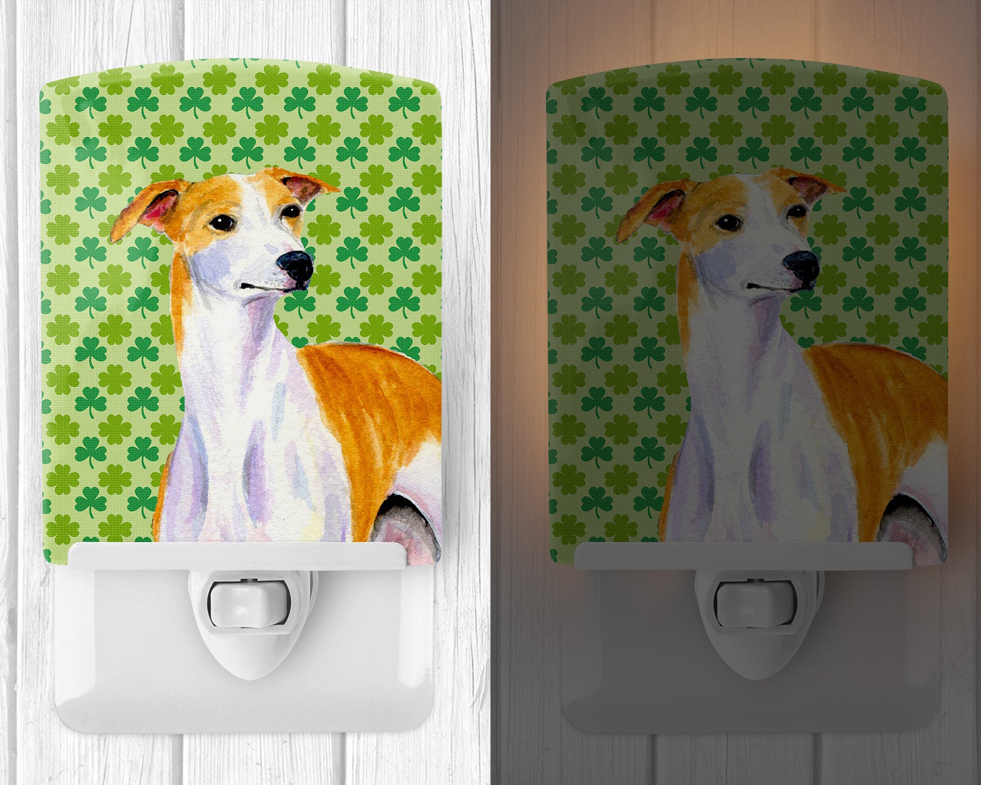 Whippet St. Patrick's Day Shamrock Portrait Ceramic Night Light LH9193CNL - the-store.com