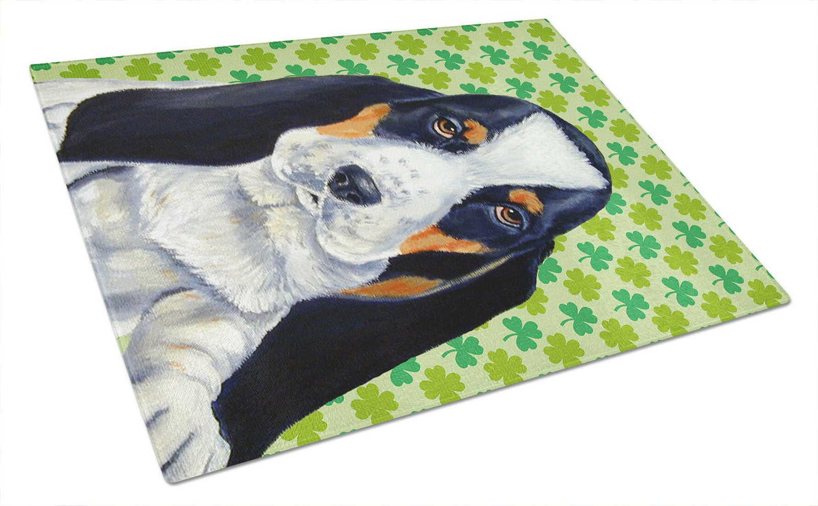 Basset Hound St. Patrick's Day Shamrock Portrait Glass Cutting Board Large by Caroline's Treasures