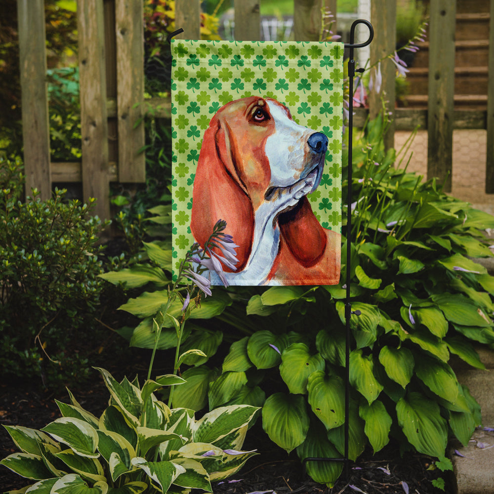 Basset Hound St. Patrick's Day Shamrock Portrait Flag Garden Size.