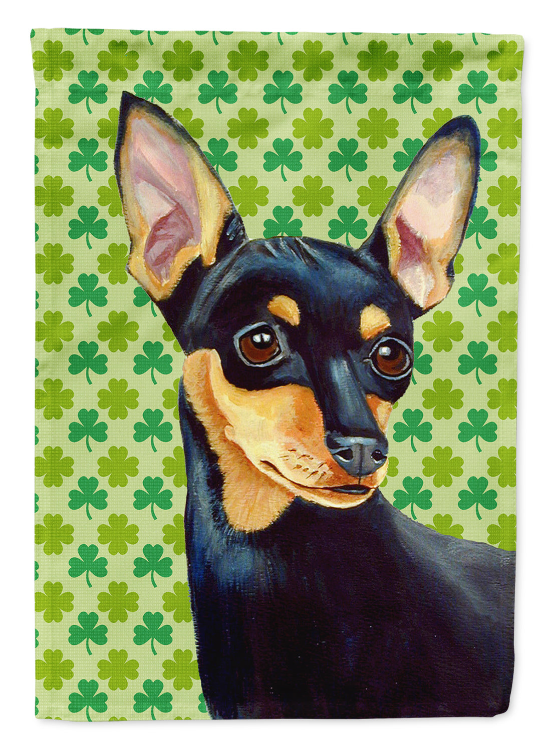 Min Pin St. Patrick's Day Shamrock Portrait Flag Canvas House Size  the-store.com.