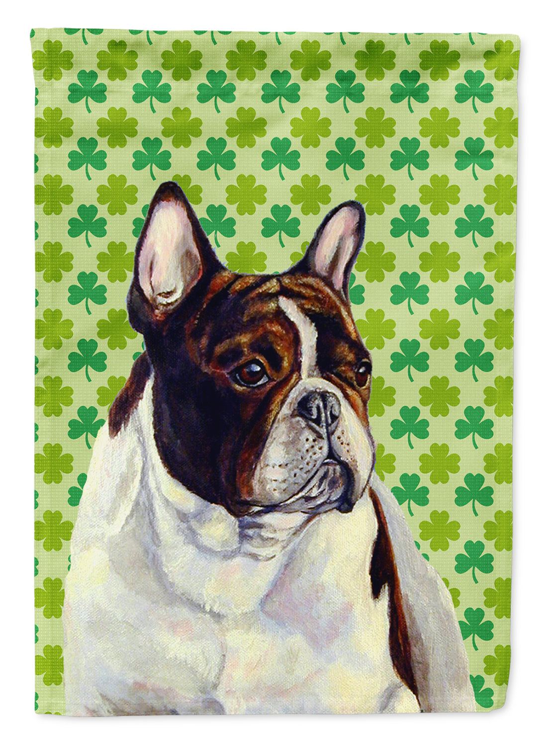 French Bulldog St. Patrick's Day Shamrock Flag Canvas House Size  the-store.com.